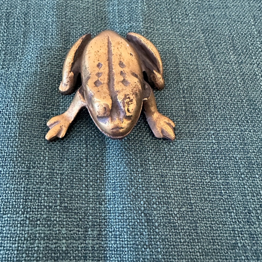 Brass Frog Figurine - Small Decorative Frog
